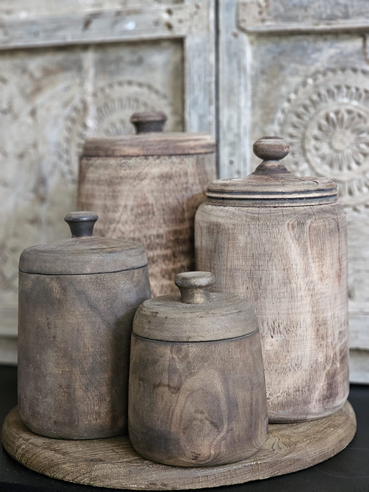 Houten pot met deksel
