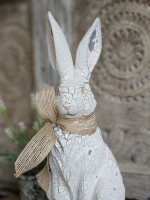 Rustiek Wit Konijnenbeeld met Jute Strik Stijlvol