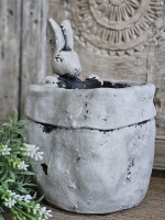 Konijnen plantenpot groot grijs rustiek