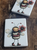 Keramisch magneetje Bij met bloem en schoentjes