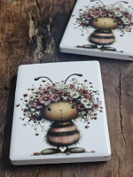 Keramisch magneetje bij met bloemenkroon