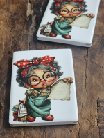 Keramisch magneetje grappig oud dametje