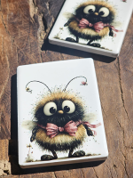 Keramisch magneetje grappig bijtje met strik