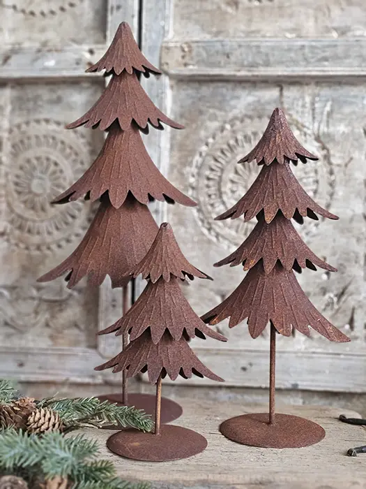 Metalen Kerstboom Roestlook Groot